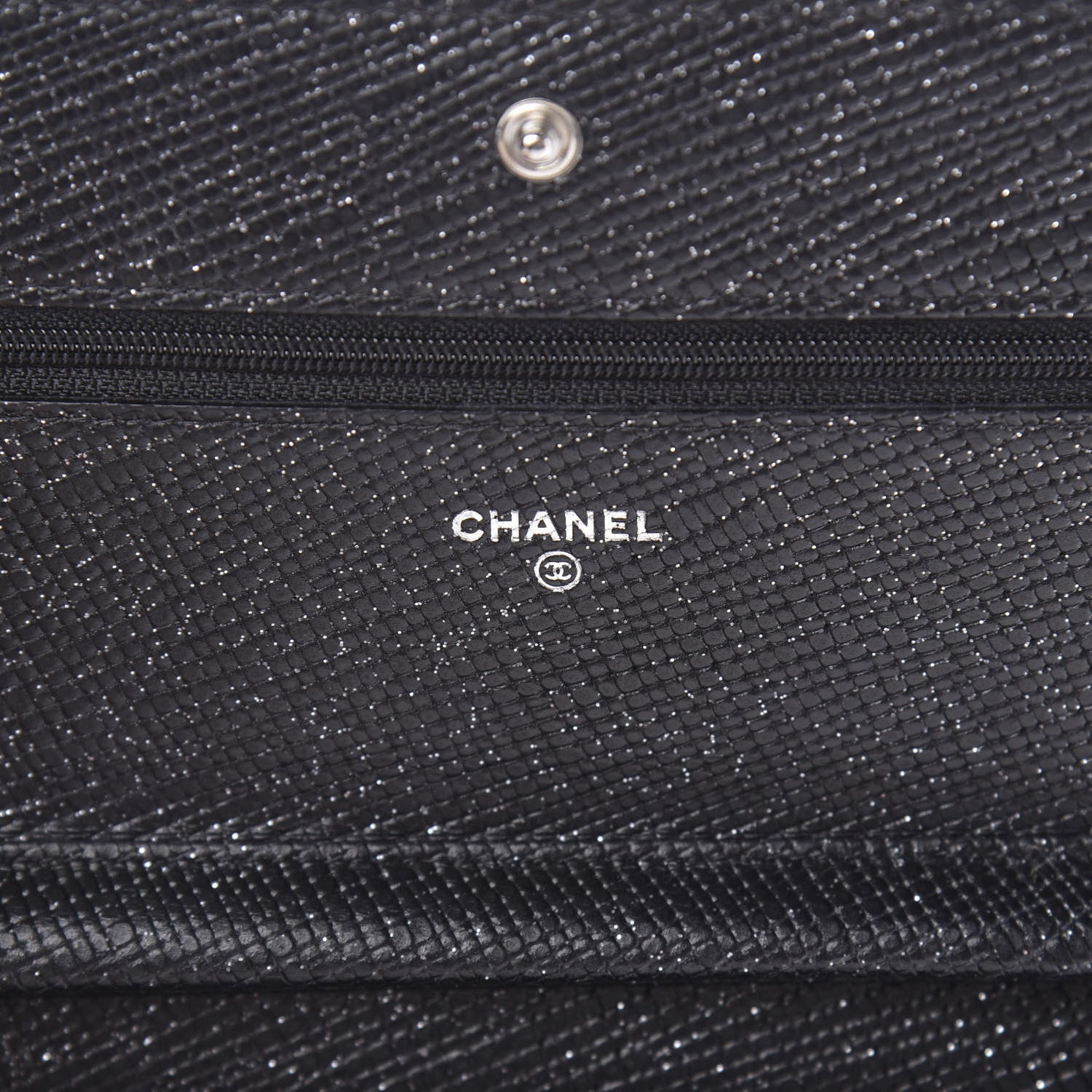 Chanel Glitter Calfskin Quilted Wallet on Chain WOC Black Silver 6 of 12