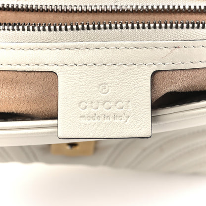 Gucci Calfskin Matelasse Small GG Marmont Top Handle Shoulder Bag White 5 of 13