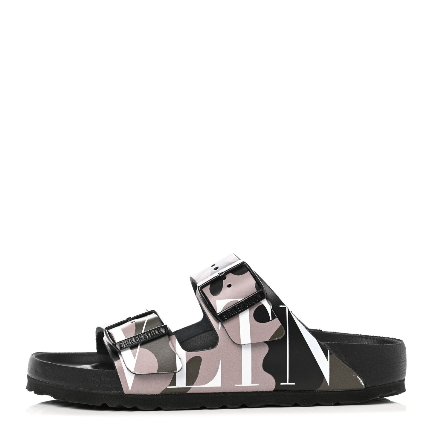 X BIRKENSTOCK Calfskin VLTN Arizona Slide Sandals 35 Army Green Poudre