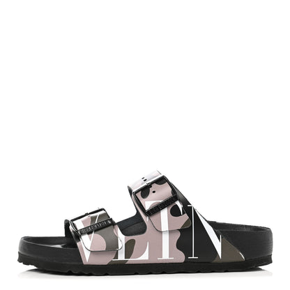 Valentino Garavani X BIRKENSTOCK Calfskin VLTN Arizona Slide Sandals 35 Army Green Poudre 1 of 9