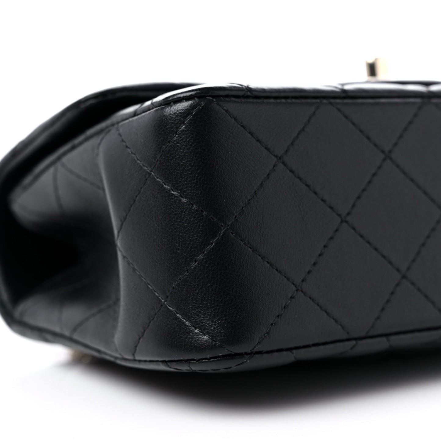 Lambskin Quilted Mini Top Handle Rectangular Flap Black