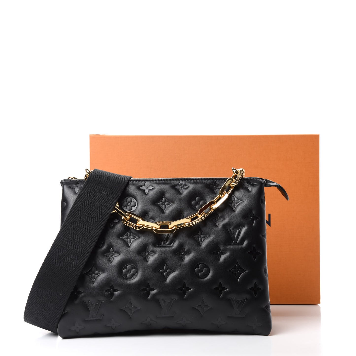 Lambskin Embossed Monogram Coussin PM Black