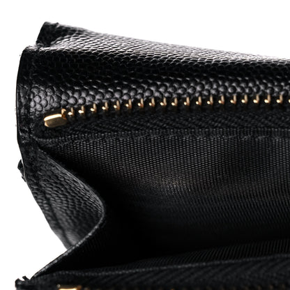 Saint Laurent Grain De Poudre Matelasse Chevron Monogram Compact Tri Fold Wallet Black 11 of 12