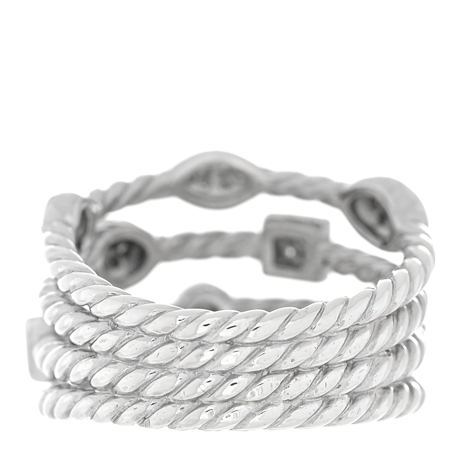 David Yurman Sterling Silver Diamond Confetti 4 Row Ring 55 7.25 3 of 4