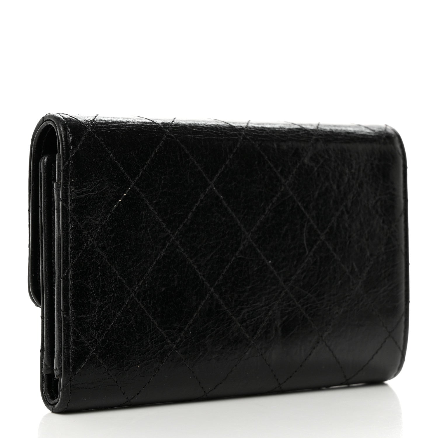 Chanel Goatskin Stitched Small Golden CC Flap Wallet Black 3 of 9