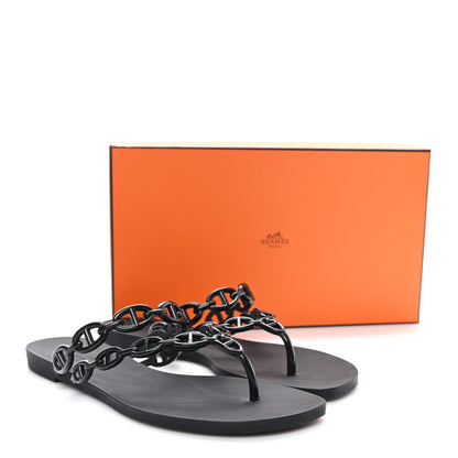 Hermes Rubber Chaine d'Ancre Island Sandals 39 Black 9 of 9