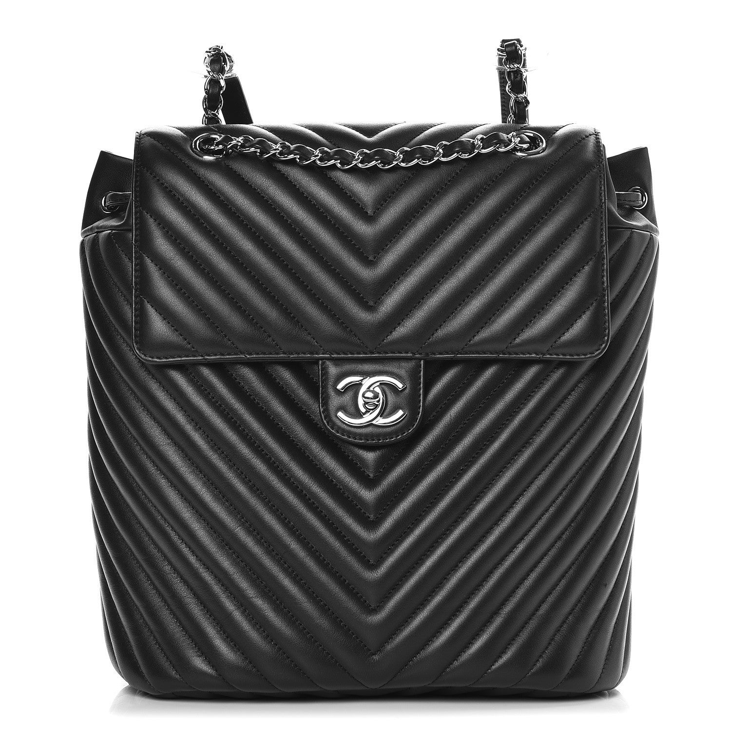 Chanel Calfskin Chevron Quilted Large Urban Spirit Backpack Black 1 of 8