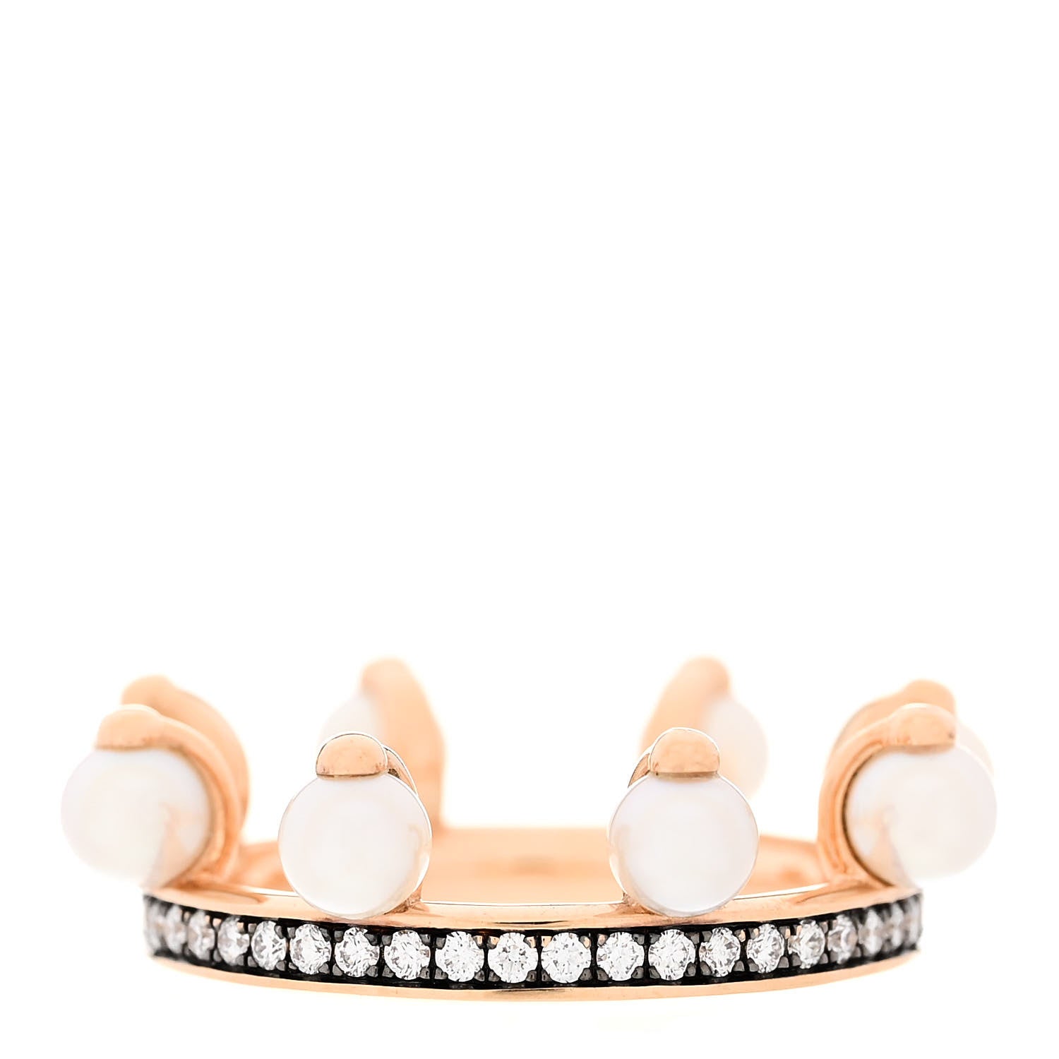 Hermes 18K Rose Gold Diamond Pearl Chandra Ring 50 5.25 3 of 7
