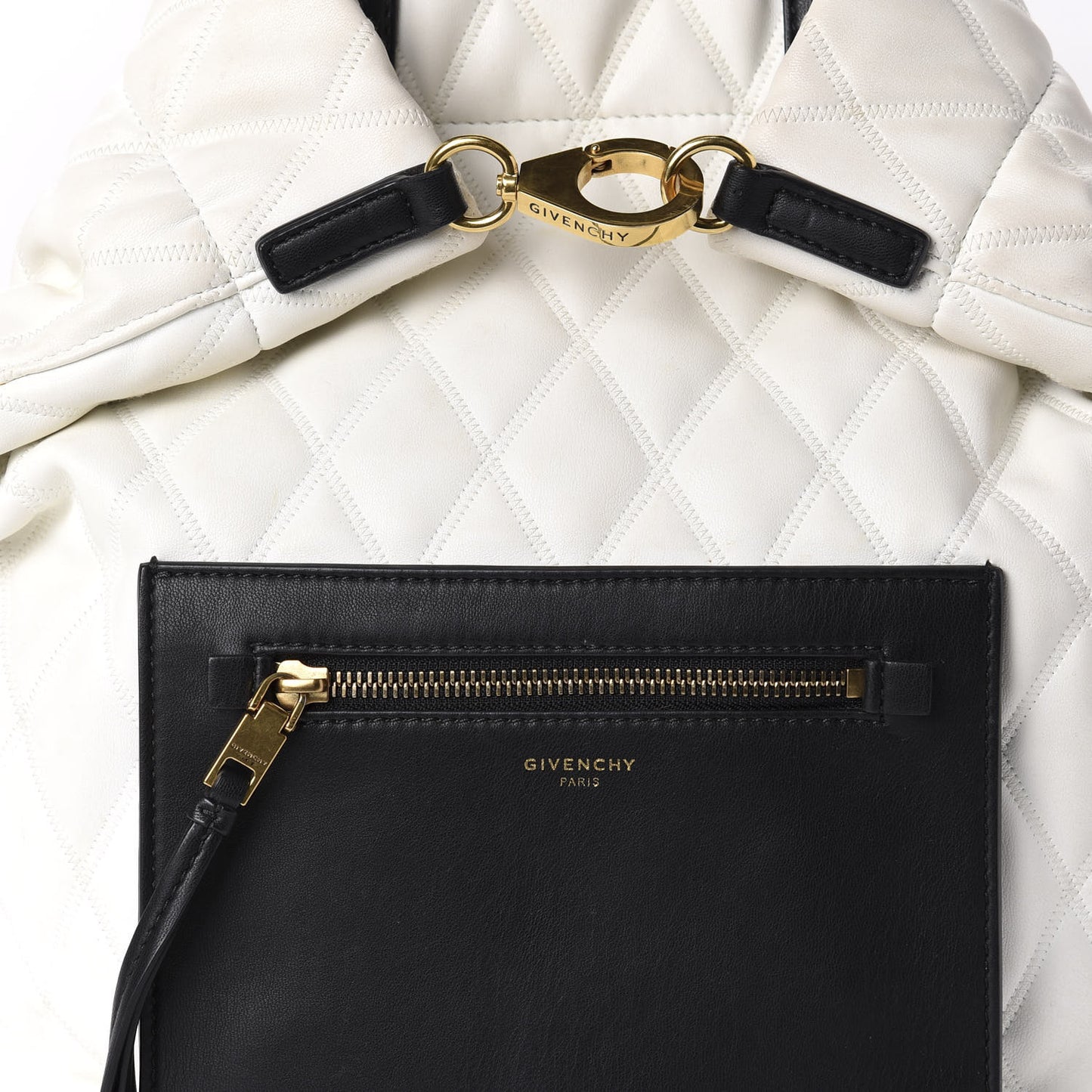 Rubberized Canvas Quilted Duo Backpack White