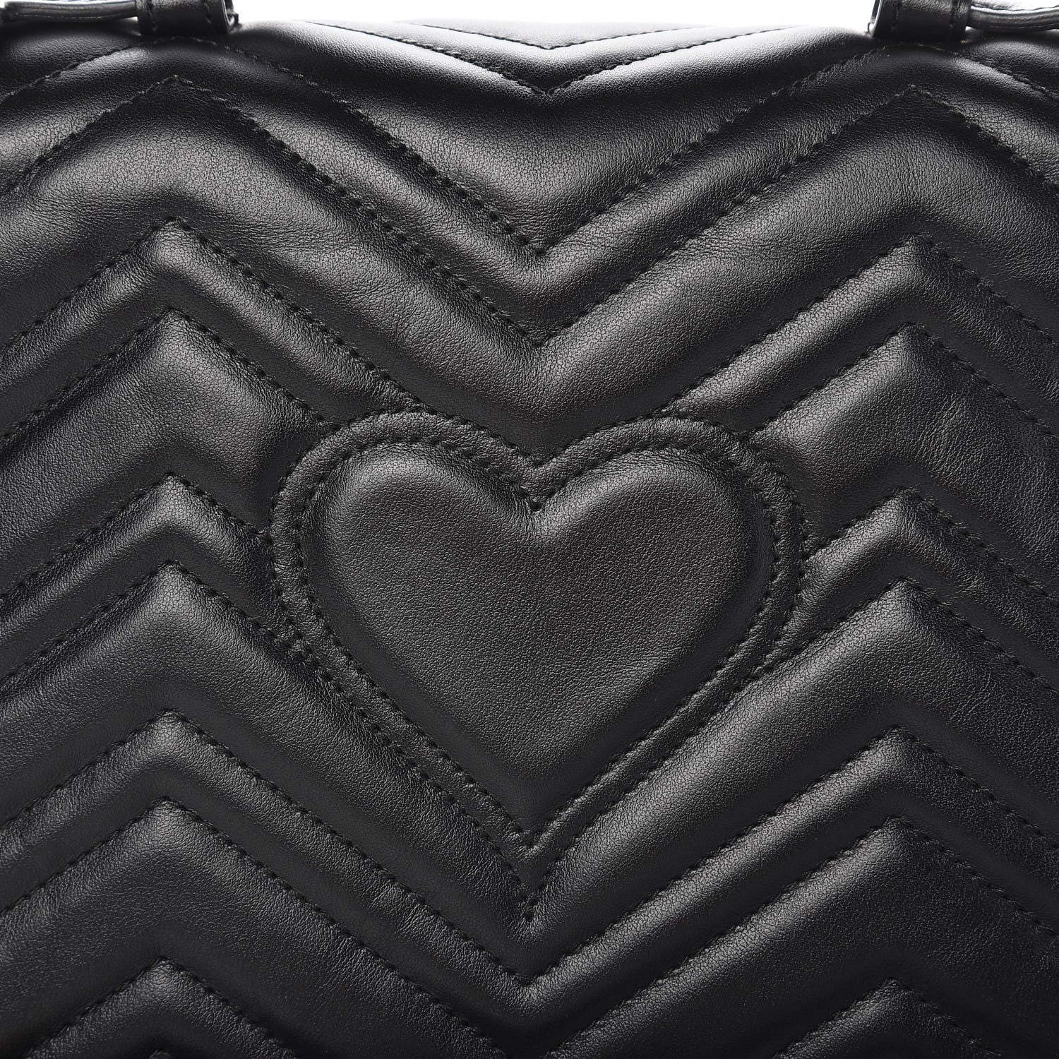 Gucci Calfskin Matelasse Small GG Marmont Top Handle Shoulder Bag Black 8 of 8