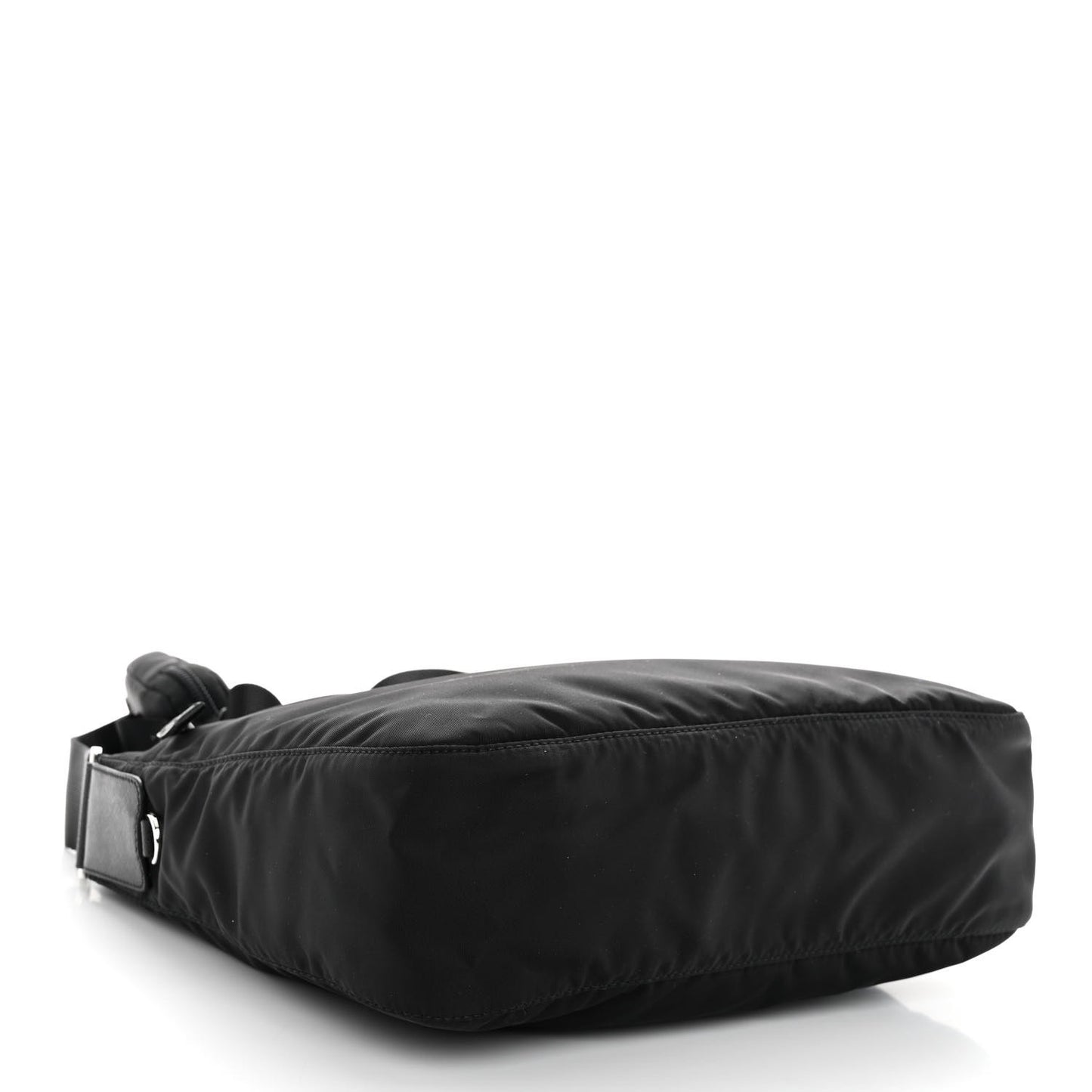 Re-Nylon Vela Saffiano Pocket Double Zip Messenger Bag Black