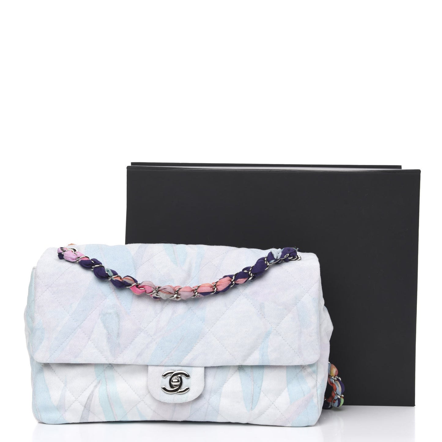 Canvas Quilted Printed Flap White Multicolor