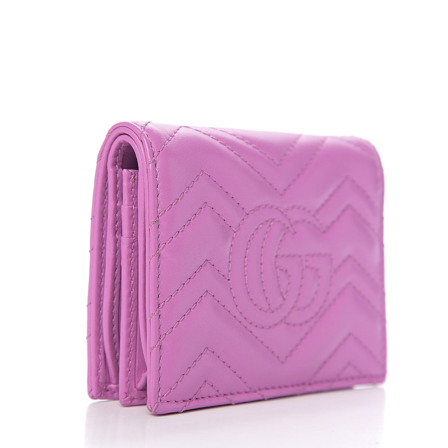 Calfskin Matelasse GG Marmont Card Case Candy Mousse