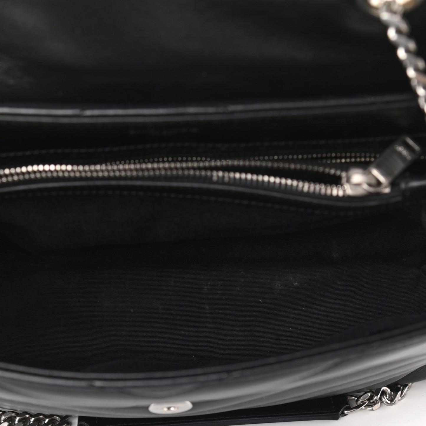 Calfskin Y Quilted Monogram Medium Loulou Chain Satchel Black