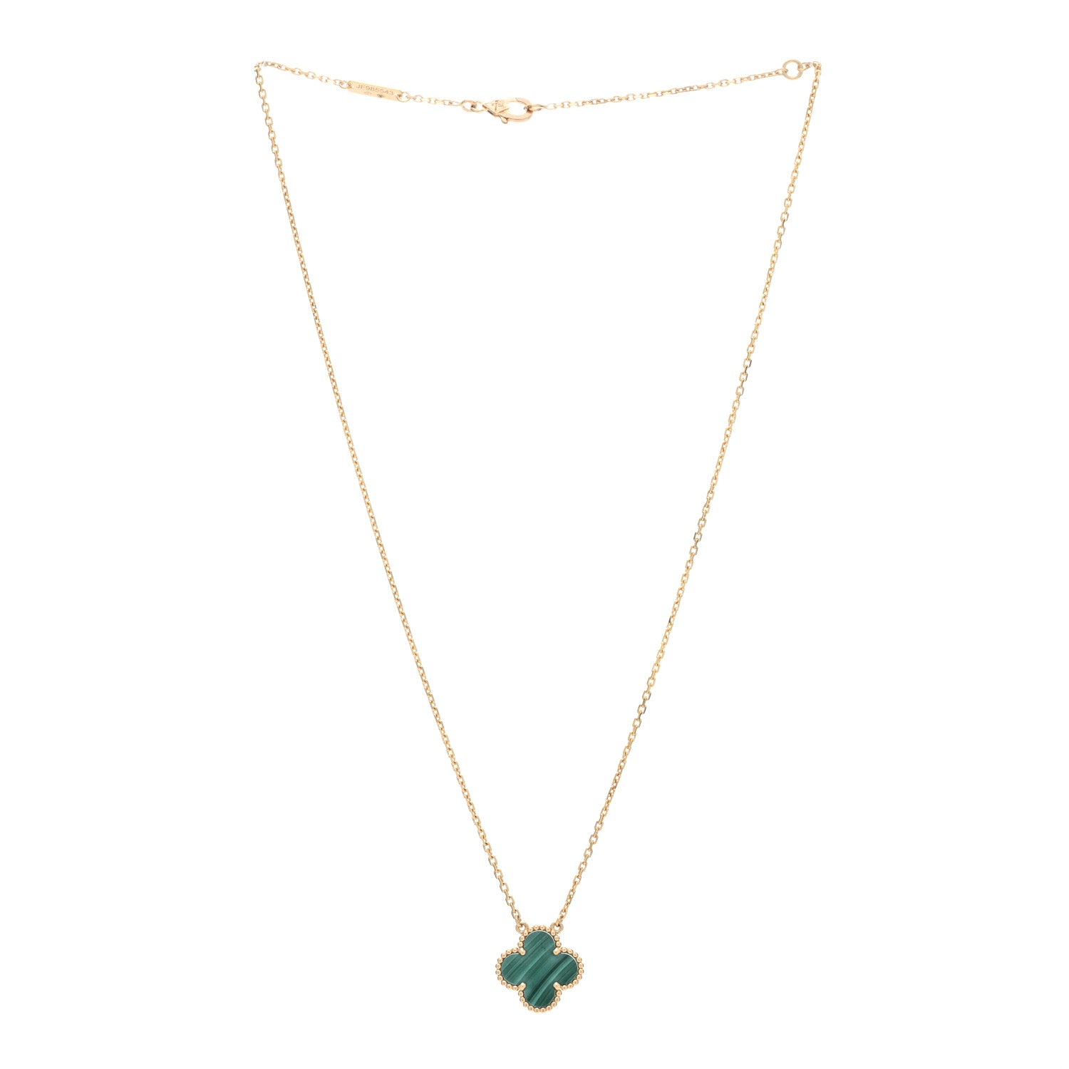 Van Cleef & Arpels 18K Yellow Gold Malachite Vintage Alhambra Pendant Necklace 2 of 4