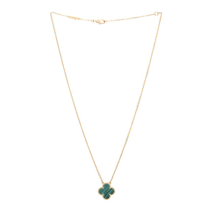 Van Cleef & Arpels 18K Yellow Gold Malachite Vintage Alhambra Pendant Necklace 2 of 4