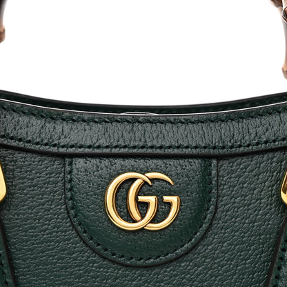 Gucci Textured Dollar Calfskin Web Mini Diana Tote Bag Green 8 of 10