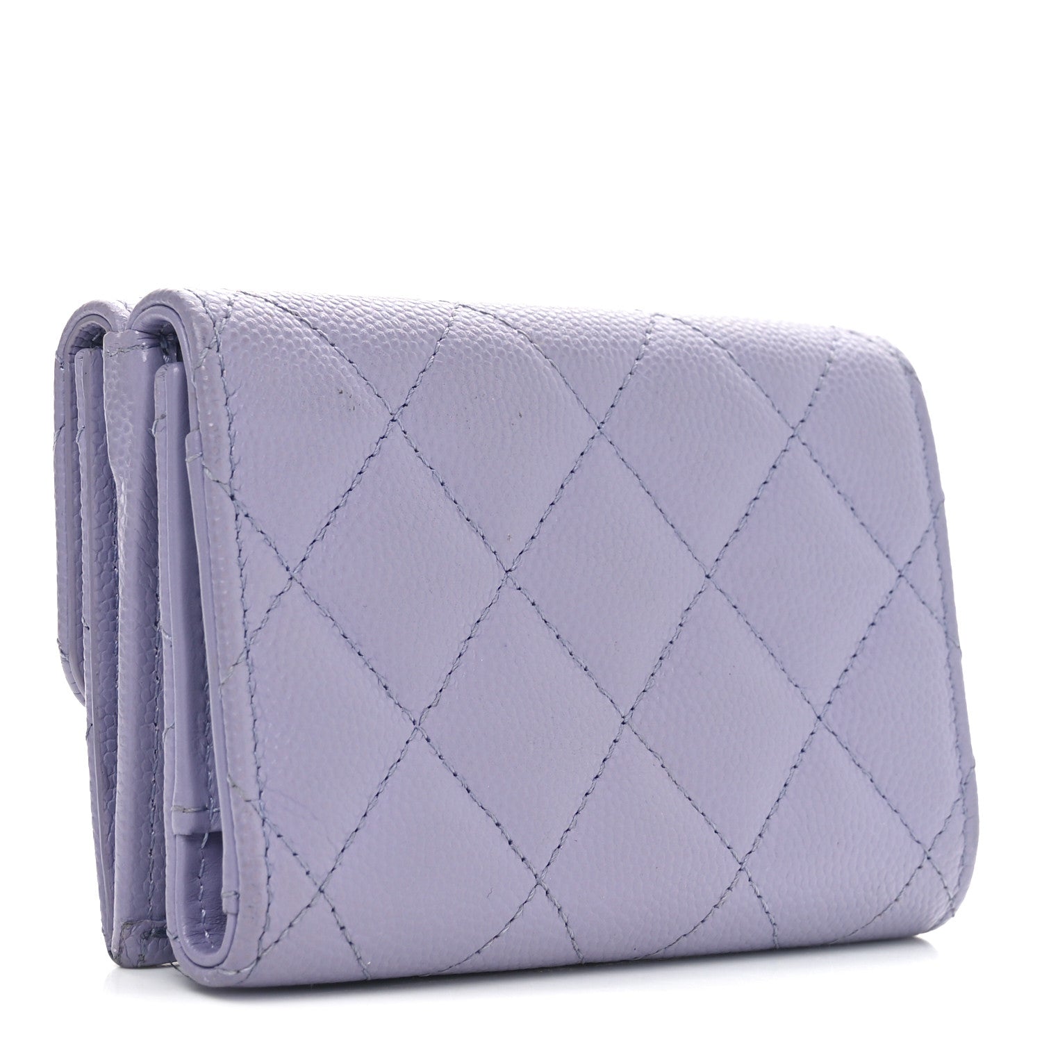 Chanel Caviar Quilted Textured CC Double Flap Wallet Purple 2 of 8
