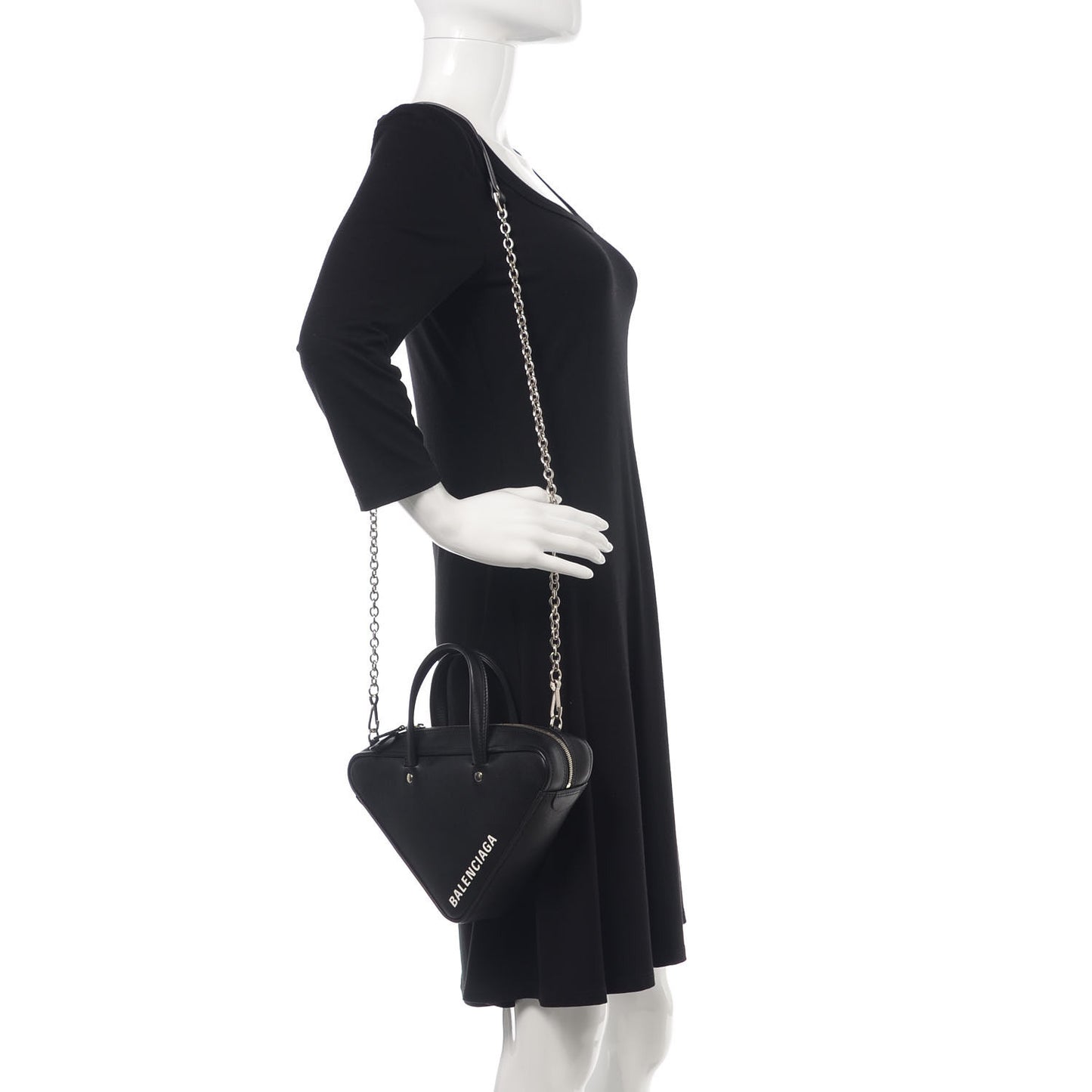 Calfskin XS Triangle Chain Duffle Black