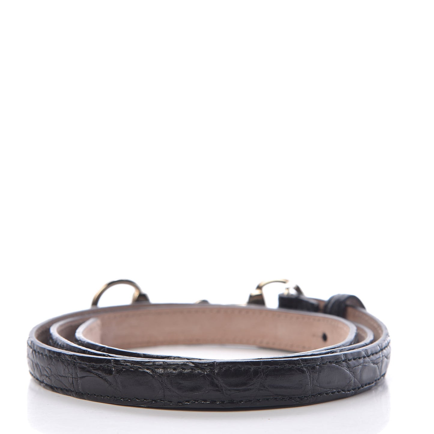 Calfskin Horsebit Skinny Belt 90 36 Black