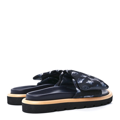 Louis Vuitton Nylon Monogram Womens Pool Pillow Comfort Mules 37 Navy Blue 4 of 8
