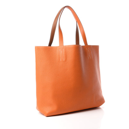 Hermes Taurillon Clemence Double Sens 45 Reversible Tote Orange Gold 11 of 16