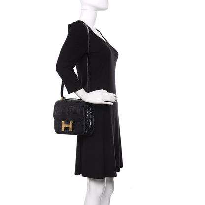 Hermes Shiny Porosus Crocodile Constance 24 Bleu Marine 2 of 11