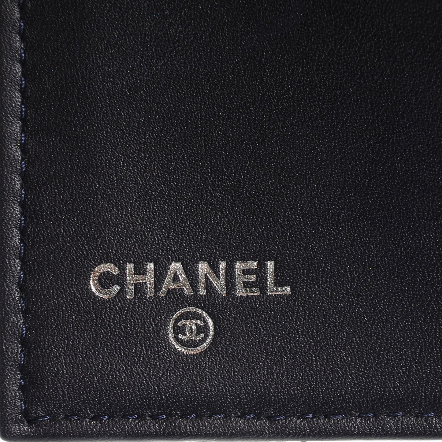 Caviar Quilted Long Flap Wallet Navy Blue