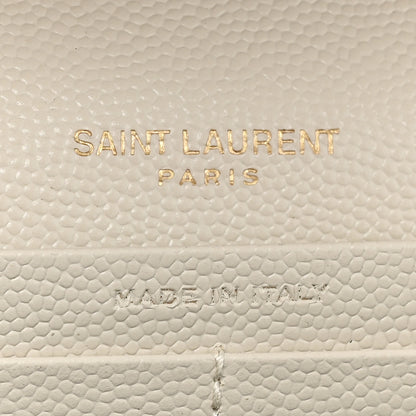 Saint Laurent Grain De Poudre Mixed Matelasse Triquilt Monogram Chain Wallet Blanc Vintage 8 of 15