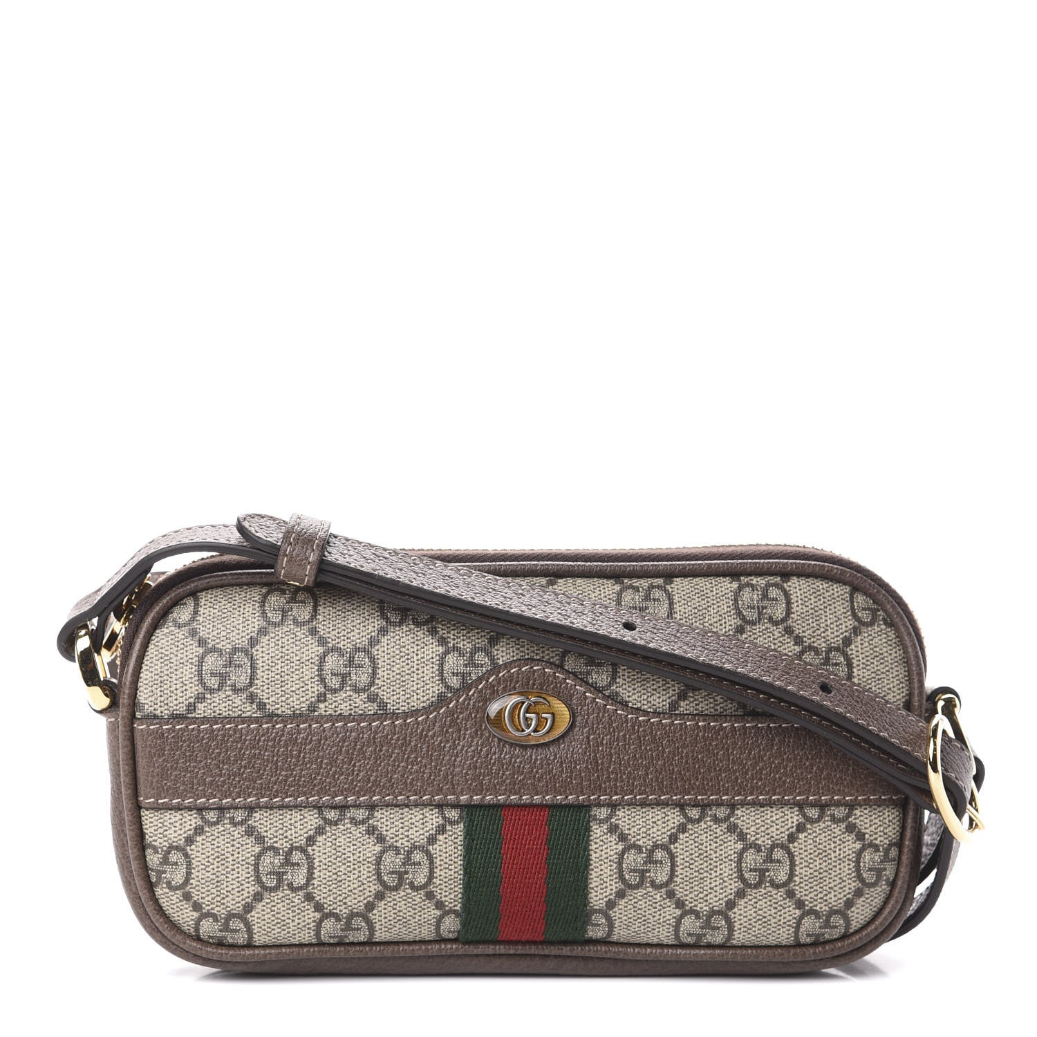 Gucci GG Supreme Monogram Web Mini Ophidia GG Bag Brown 1 of 9
