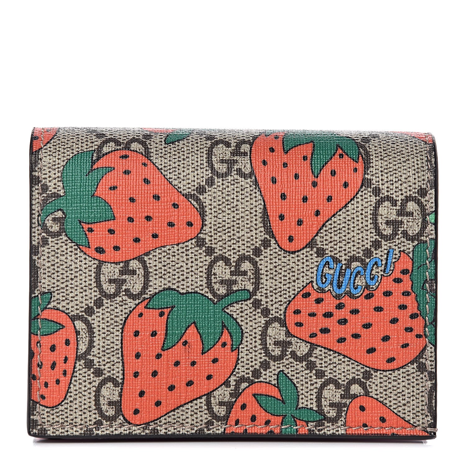 Gucci GG Supreme Monogram Strawberry Card Case 1 of 11