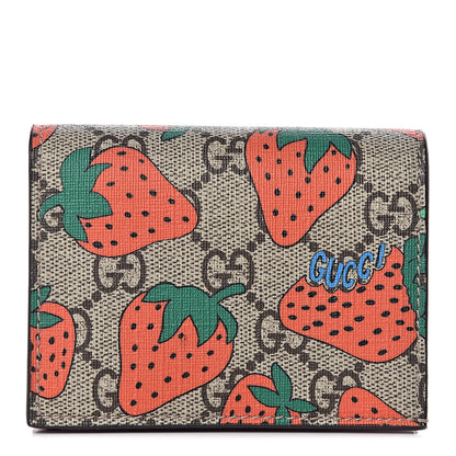 Gucci GG Supreme Monogram Strawberry Card Case 1 of 11