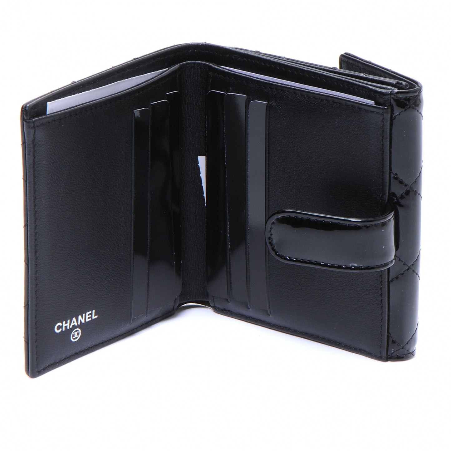 Patent Leather CC French Wallet Black