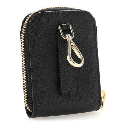 Prada Saffiano Triangle Zip Around Mini Pouch Black 3 of 8