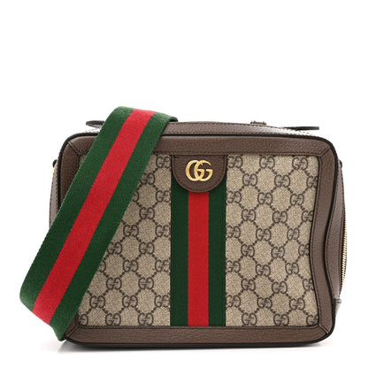 Gucci GG Supreme Monogram Web Small Ophidia Top Handle Shoulder Bag Brown 1 of 13