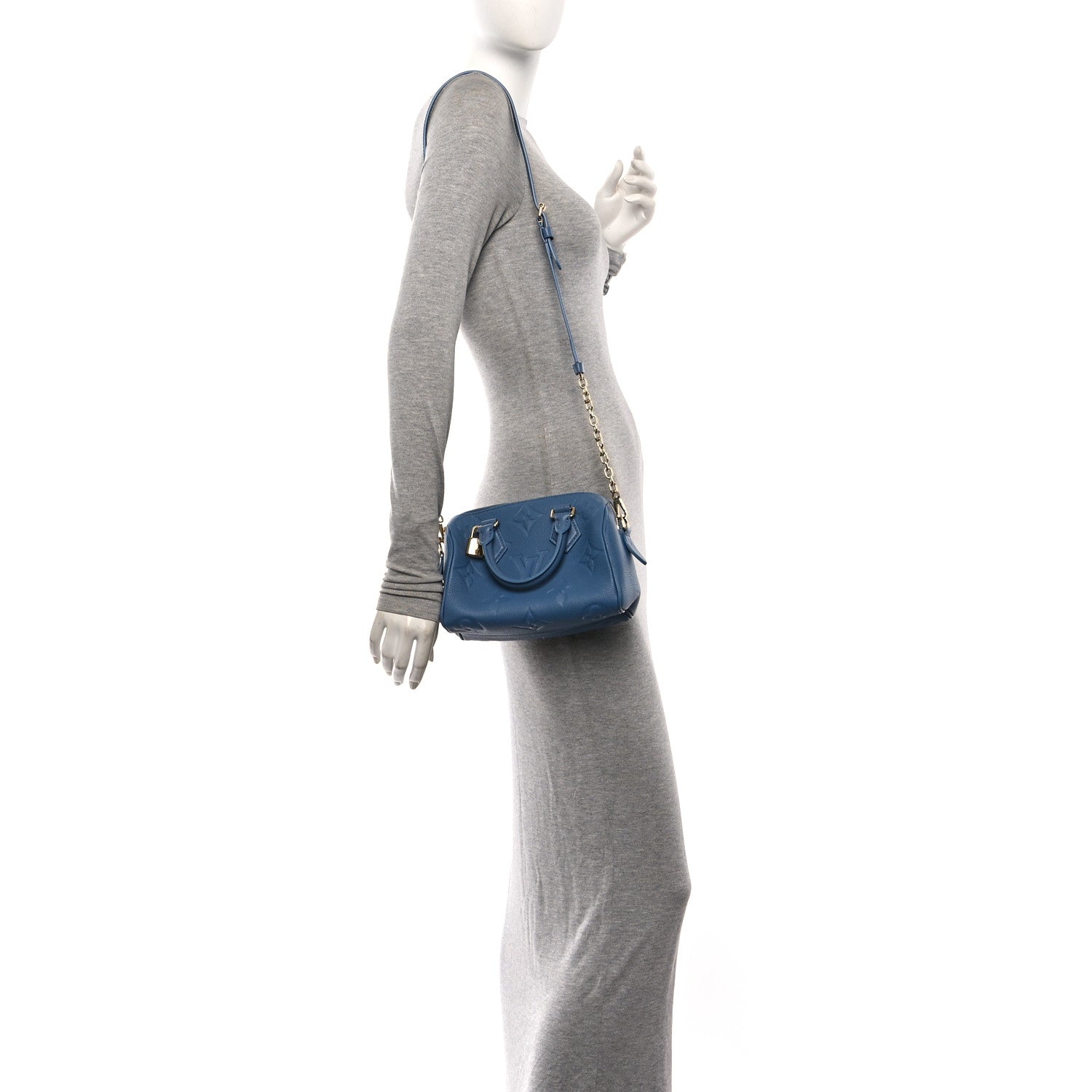 Louis Vuitton Empreinte Monogram Giant Speedy Bandouliere 20 Blue Jean 2 of 10