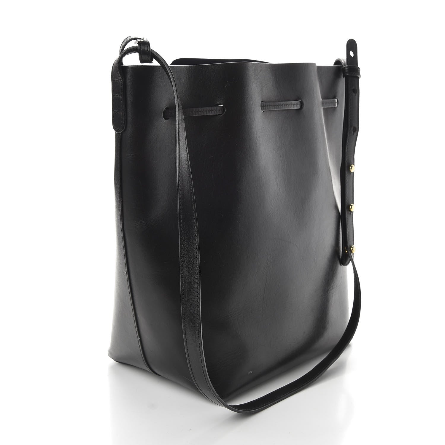 Mansur Gavriel Vegetable Tanned Calfskin Bucket Bag Black Royal 3 of 9