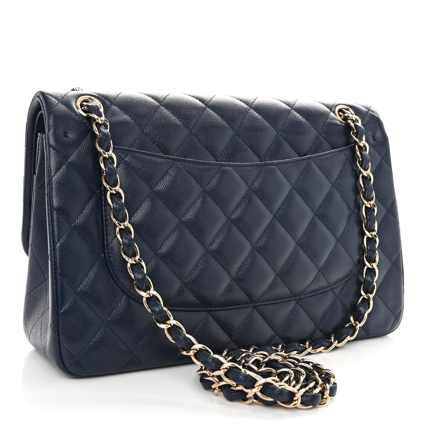 Chanel Caviar Quilted Jumbo Double Flap Navy Blue 3 of 12