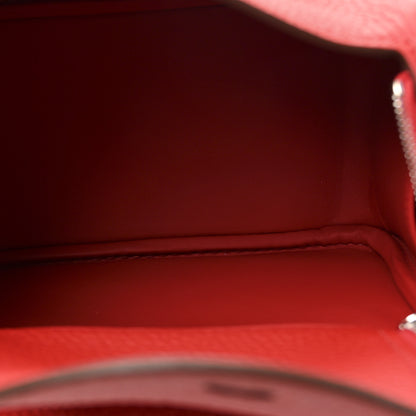 Hermes Taurillon Clemence Mini Lindy 20 Rouge Radieux 5 of 10