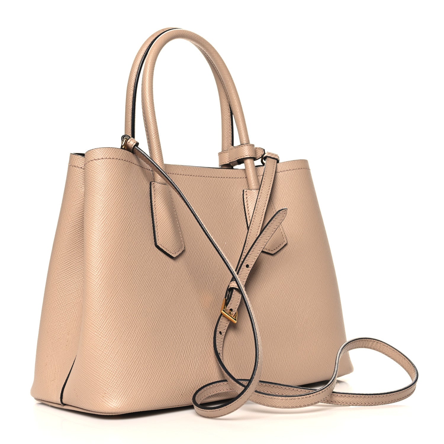 Prada Saffiano Cuir Small Double Bag Cammeo Black 3 of 12
