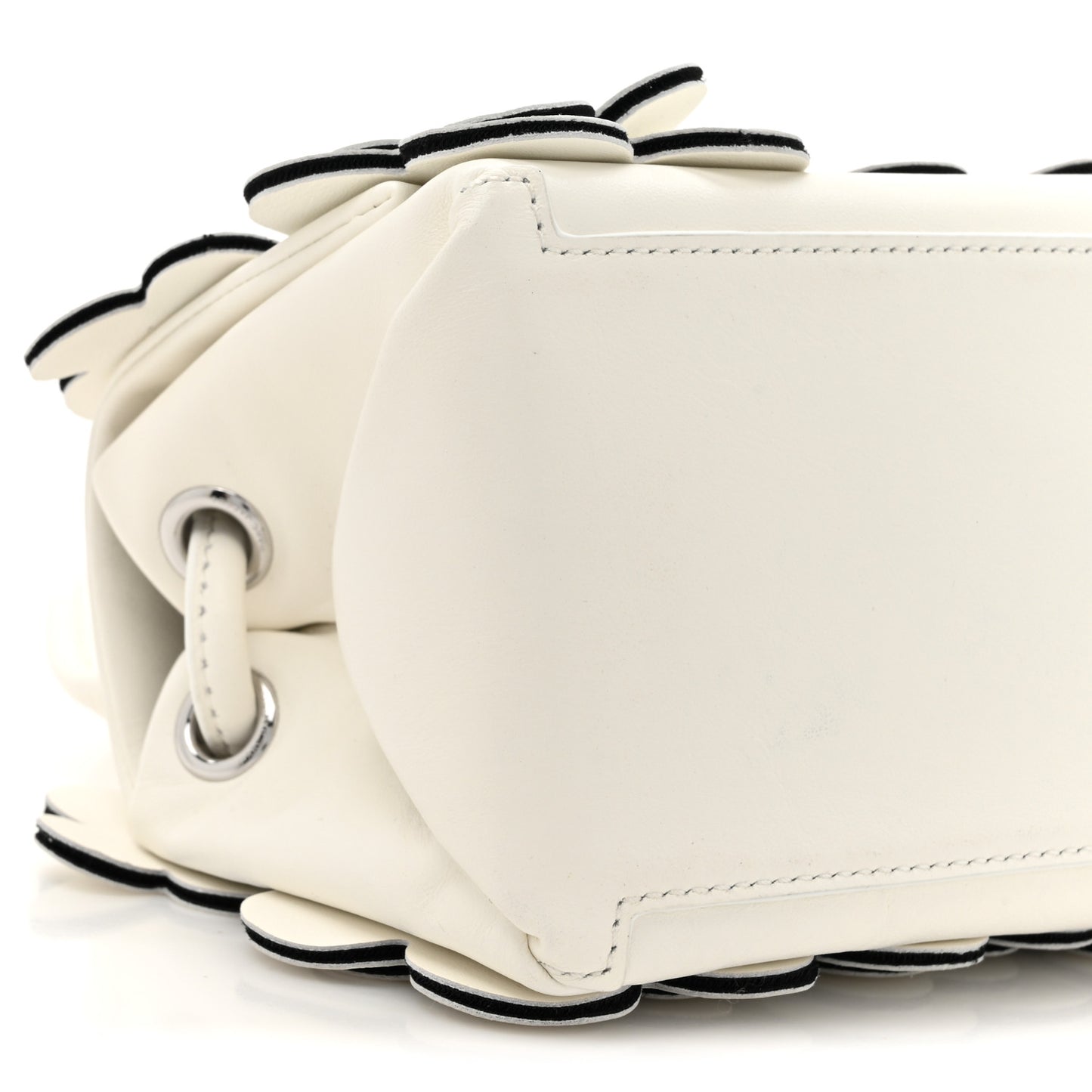 Lambskin Daisy Applique The Mini Dual Bag White