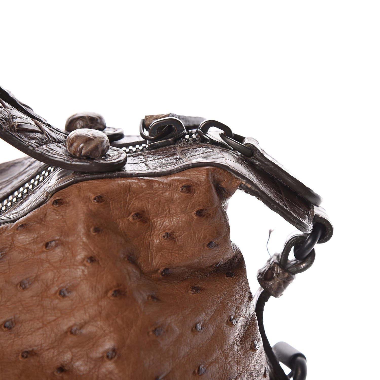 Bottega Veneta Ostrich Crocodile Shoulder Bag Noce 23 of 27
