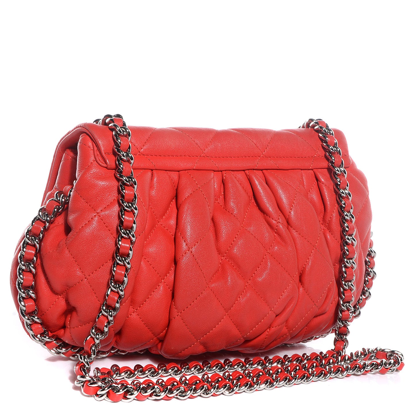 Washed Lambskin Chain Around Medium Messenger Coral