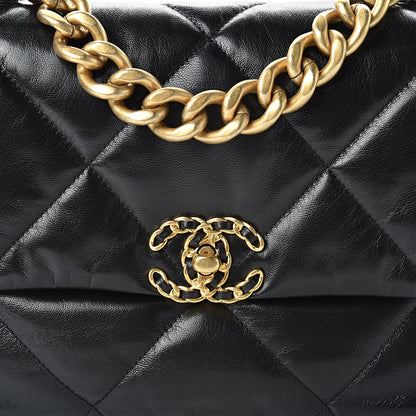 Chanel Goatskin Quilted Large 19 Flap Black 8 of 11
