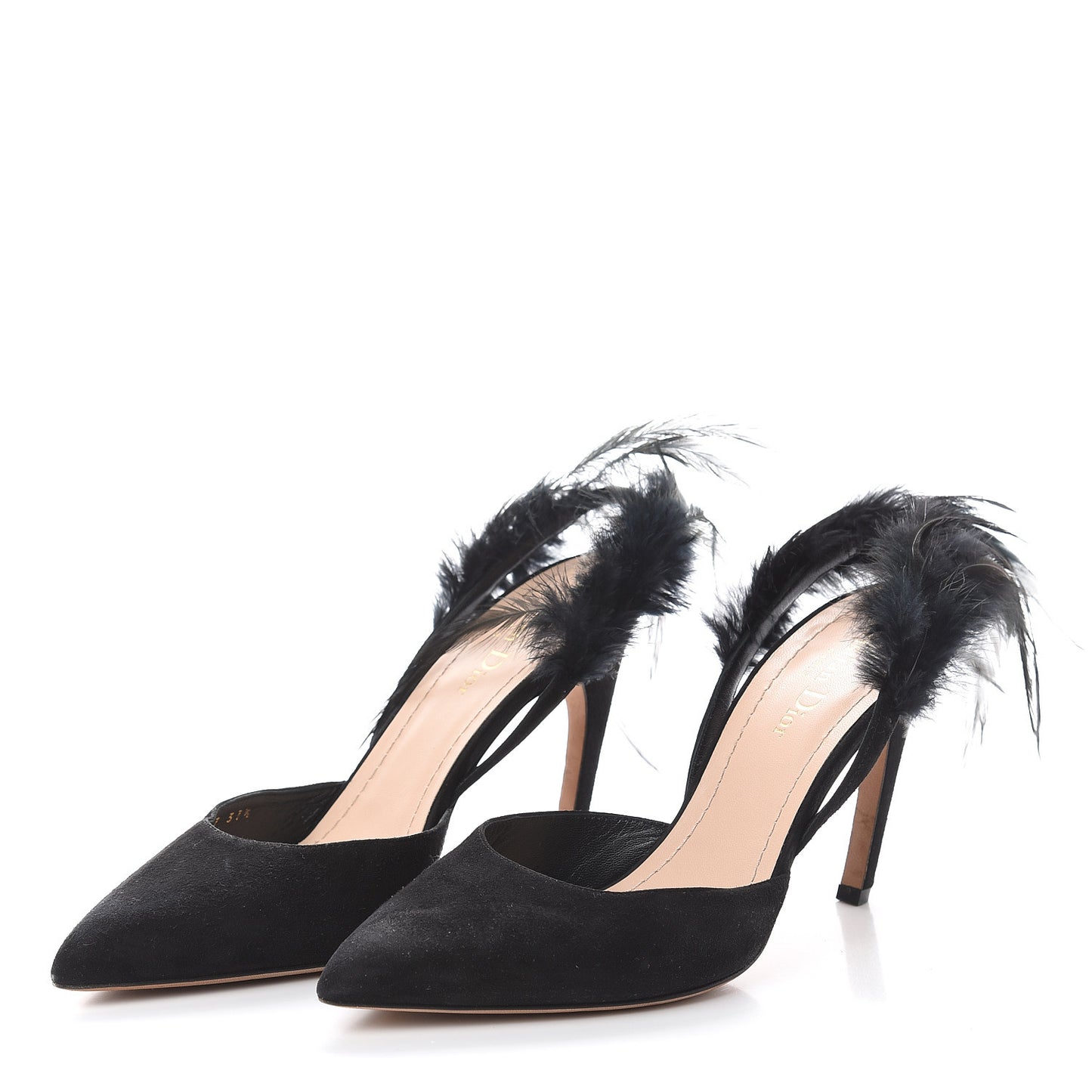 Suede Feather Dior Ethnie Pumps 37.5 Black