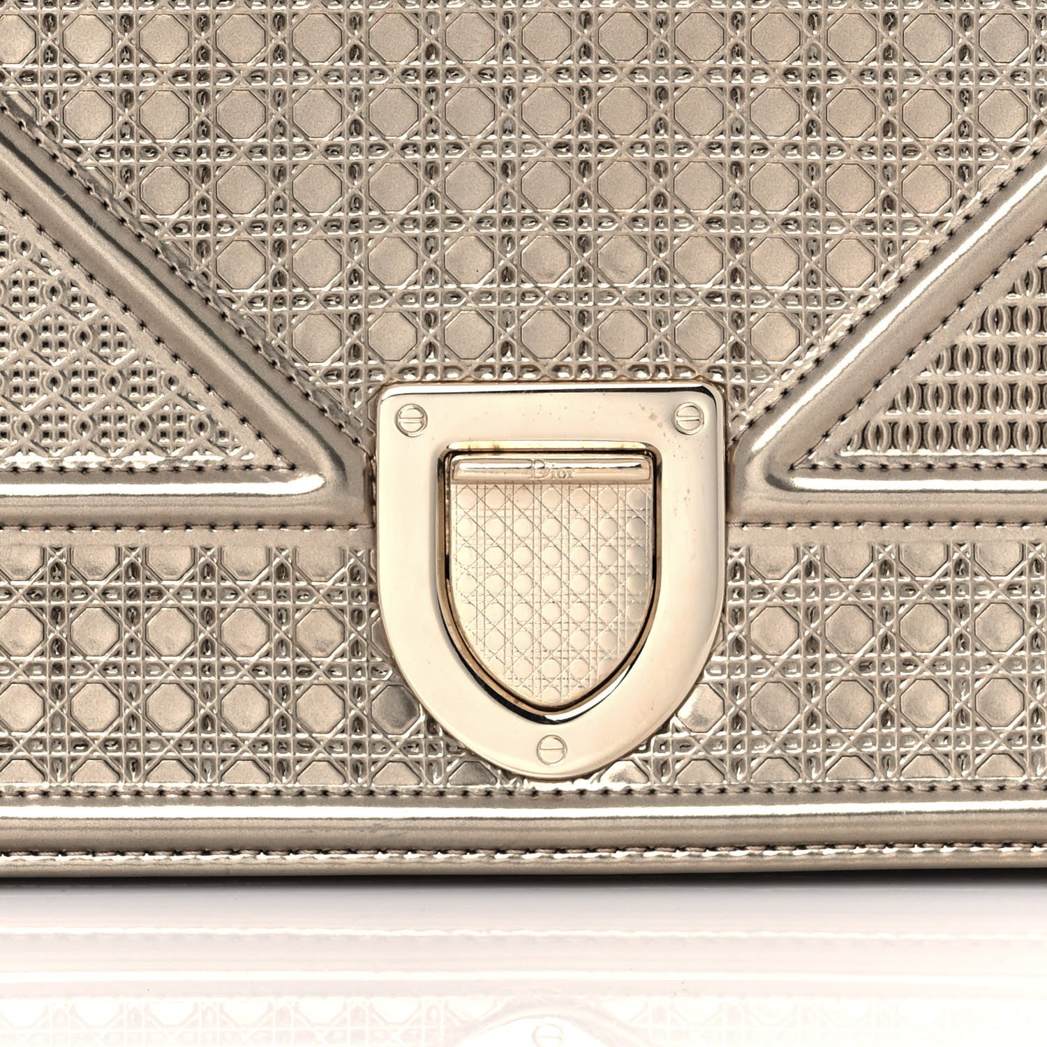 Christian Dior Metallic Patent Micro-Cannage Medium Diorama Flap Bag Gold 10 of 10