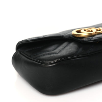 Gucci Calfskin Matelasse Super Mini GG Marmont Shoulder Bag Black 9 of 10