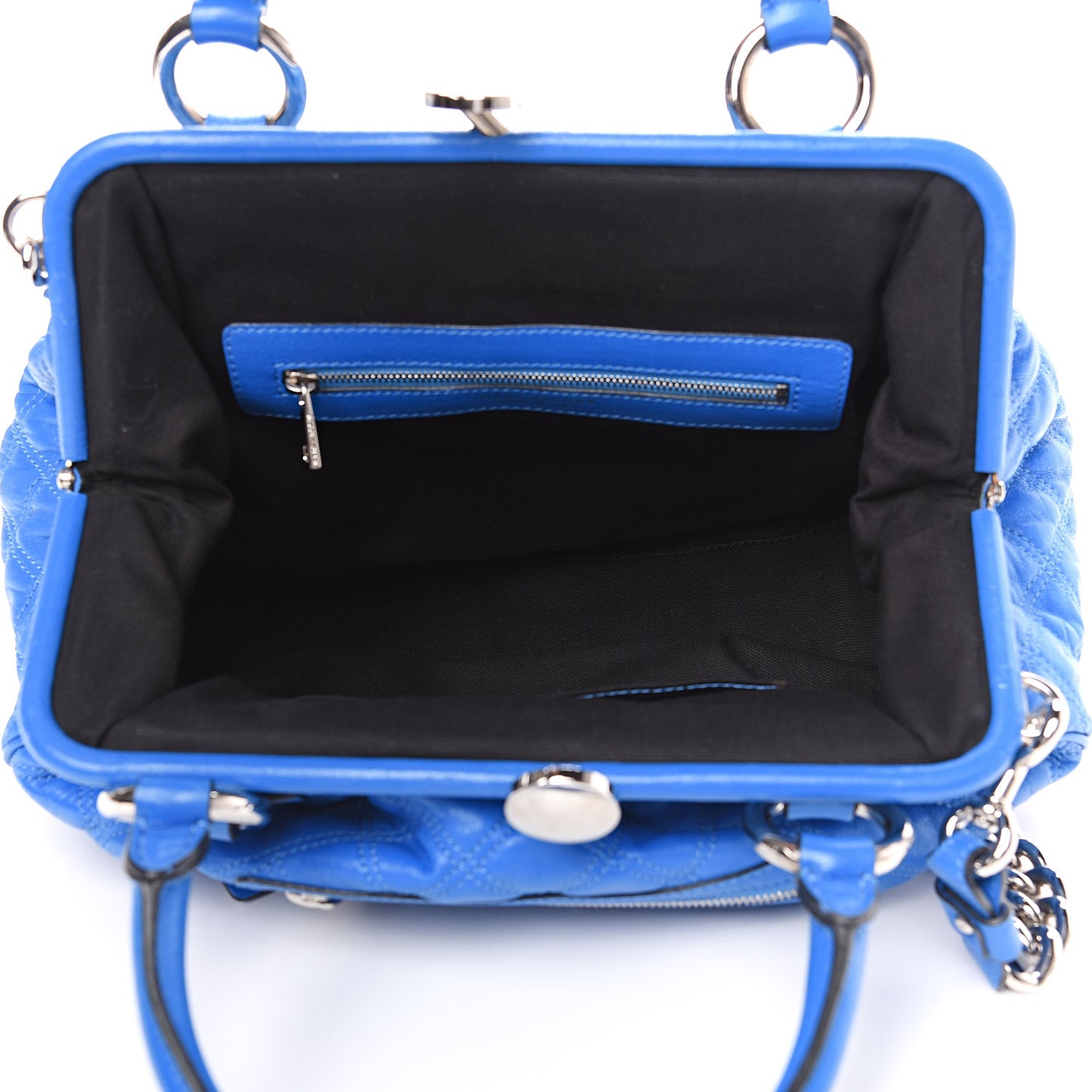 Calfskin Quilted Stam Bright Blue