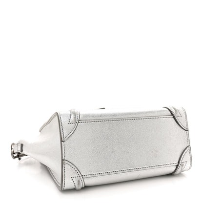 Celine Laminated Lambskin Nano Luggage Silver 4 of 17