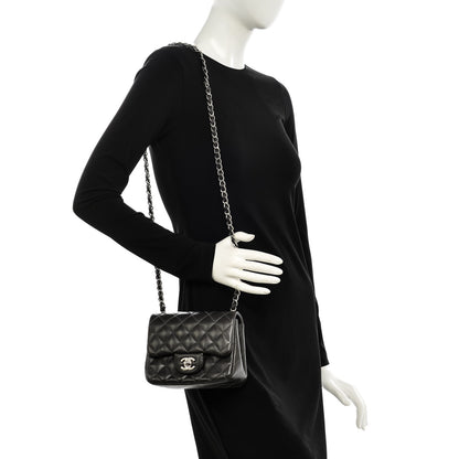 Chanel Lambskin Quilted Mini Square Flap Dark Grey 9 of 14
